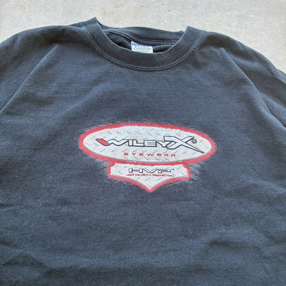 Vintage Wiley X Sunglasses Long sleeve T Shirt Y2K Software Style Faded Black - Picture 2 of 5